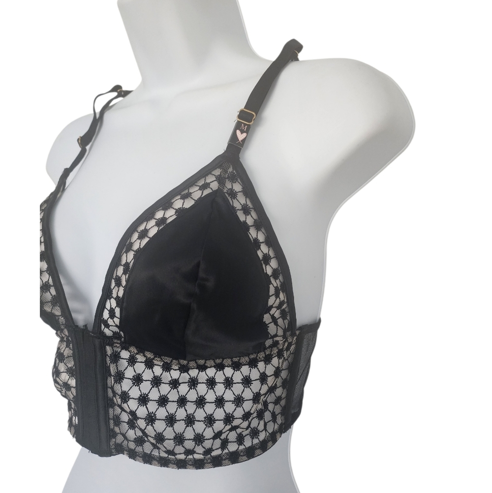 Victoria's Secret Luxe Lingerie Starburst Long Line Triangle Bra Black Medium. - Picture 4 of 10